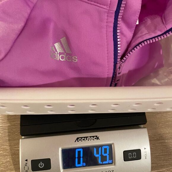 Adidas Warm Up Jacket Zipper Front Lavender Ruffle Bottom Size 12 Months - Picture 8 of 8